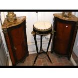 A pair of marble topped 19th century corner cupboa