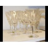 A set of ten Waterford cut glass wine glasses