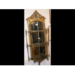 A Victorian gilt hanging mirrored whatnot - 105cm