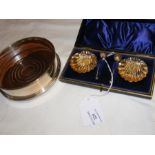 Silver salts with spoons in presentation case, tog