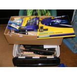 A large selection of Scalextric accessories, track