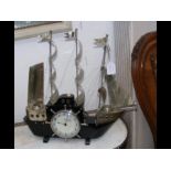A Metamec 'Ship' table lamp clock - 45cm high