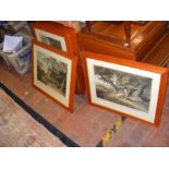 A set of six hunting prints - framed and glazed