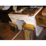 An antique white painted pedestal desk