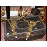 A pair of decorative gilt metal wall sconces - 54c