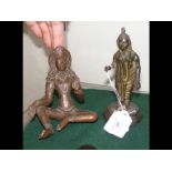 A 15cm high bronze figure, together with one other