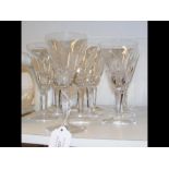 A set of ten Waterford cut wine glasses