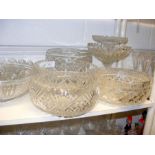 Assorted cut glass fruit bowls