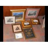 A selection of oil paintings, antique engravings a