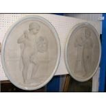 A pair of 19th century oil on canvas oval studies