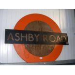 An old Ashby Road metal underground sign - 100cms