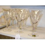 A set of nine Waterford cut glass wine glasses