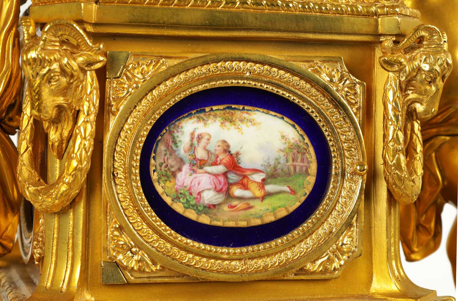 A FINE MID 19TH FRENCH ORMOLU AND 'SEVRES' PORCELAIN MOUNTED REVOLVING URN CLOCK - Image 3 of 13