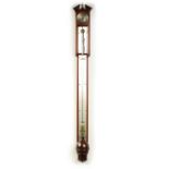 DOLLOND LONDON. AN IMPOSING GEORGE III MAHOGANY STICK BAROMETER/ THERMOMETER
