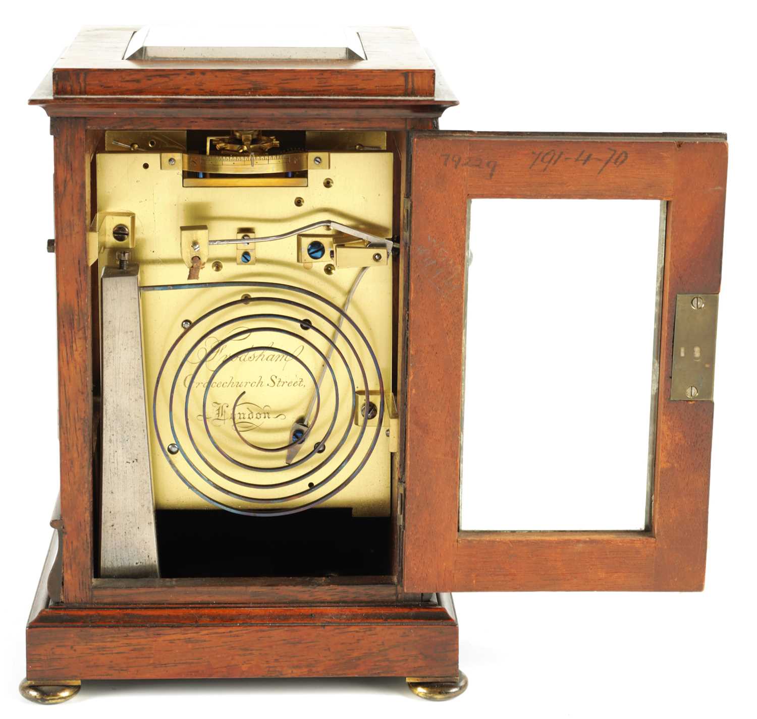 FRODSHAM, GRACECHURCH STREET, LONDON. A FINE AND SMALL ROSEWOOD DOUBLE FUSEE LIBRARY CLOCK WITH LEVE - Image 6 of 13