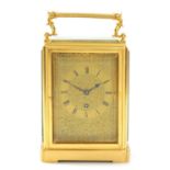 A MID 19TH CENTURY GILT BRASS ENGLISH FUSEE CARRIAGE CLOCK