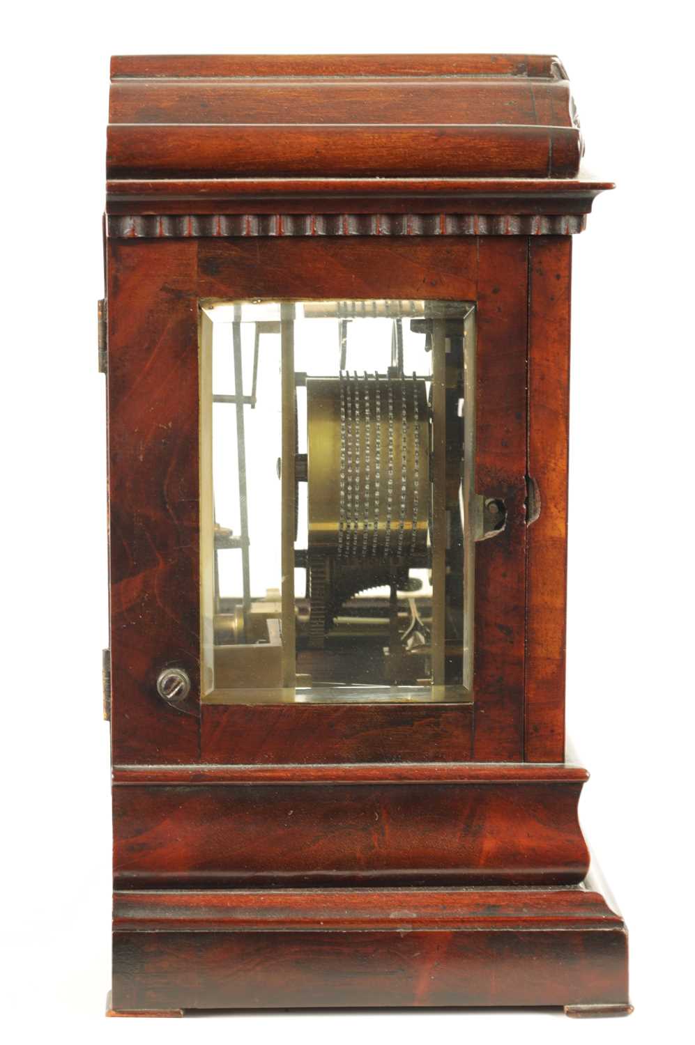 JASON BANNISTER, LONDON. A SMALL MID 19TH CENTURY ENGLISH FUSEE MANTEL CLOCK - Image 3 of 6