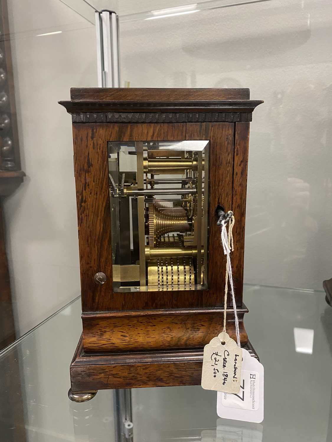 FRODSHAM, GRACECHURCH STREET, LONDON. A FINE AND SMALL ROSEWOOD DOUBLE FUSEE LIBRARY CLOCK WITH LEVE - Image 9 of 13