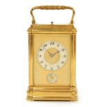 A LATE 19TH CENTURY FRENCH GORGE CASE GRAND SONNERIE CARRIAGE CLOCK