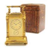 L & E FABRE. A LATE 19TH CENTURY OVERSIZED GRAND SONNERIE WESTMINSTER CHIME CARRIAGE CLOCK