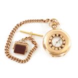 J.W. BENSON, LONDON. A 9CT GOLD DEMI FULL HUNTER POCKET WATCH AND CHAIN