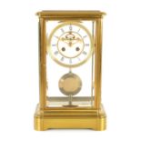 A LATE 19TH CENTURY FRENCH BRASS FOUR-GLASS MANTEL CLOCK