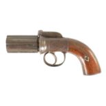 EGG, LONDON. A 19TH CENTURY SIX-SHOT PEPPERBOX REVOLVER PISTOL