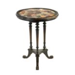 A 19TH CENTURY SPECIMEN MARBLE TOPPED EBONISED OCCASIONAL TABLE