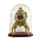 A VERY RARE EARLY 20TH CENTURY ENGLISH DOUBLE FUSEE TIDAL SKELETON CLOCK WITH CALENDAR