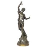 EDOUARD DROUOT, 1859 - 1945. A LARGE LATE 19TH CENTURY FRENCH PATINATED BRONZED SCULPTURE