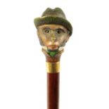 AN UNUSUAL EARLY 20TH CENTURY NOVELTY AUTOMATION WALKING STICK