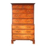 A GEORGE III MAHOGANY CHEST ON CHEST