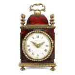 A LATE 19TH CENTURY FRENCH CAST BRASS AND TORTOISESHELL MANTEL CLOCK