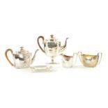 A GOOD GEORGE III FIVE PIECE SILVER TEA SERVICE