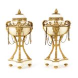 A PAIR OF 19TH CENTURY FRENCH WHITE MARBLE AND ORMOLU CASSOLETTES