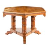 A 19TH CENTURY OAK GOTHIC STYLE CENTRE TABLE IN THE MANNER OF PUGIN