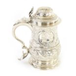 A GEORGE II SILVER TANKARD