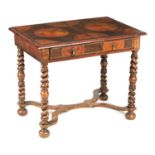 A WILLIAM AND MARY GEOMETRICALLY INLAID OYSTER LABURNUM VENEERED SIDE TABLE