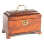 A GEORGE III FIGURED MAHOGANY TEA CADDY