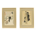 A PAIR OF JAPANESE MEIJI PERIOD WATERCOLOUR DRAWINGS