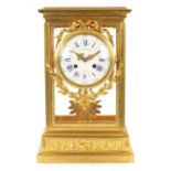 RAINGO FRES, PARIS. A LARGE 19TH CENTURY FRENCH ORMOLU FOUR-GLASS STYLE MANTEL CLOCK