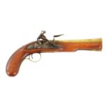 W. M. HENSHAW. AN 18TH CENTURY BRASS BARRELLED FLINTLOCK BLUNDERBUSS PISTOL