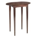 A GEORGE III SHERATON DESIGN OVAL MAHOGANY OCCASIONAL TABLE