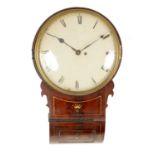 A REGENCY BRASS INLAID FIGURED MAHOGANY DROP-DIAL WALL CLOCK