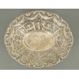 A CONTINENTAL SILVER REPOUSSE AND PIERCED DISH