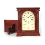 GEORGE TAYLOR, WOLVERHAMPTON. A RARE FIGURED MAHOGANY PERPETUAL CALENDAR BRACKET CLOCK ON BRACKET