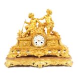 A LATE 19TH CENTURY FRENCH ORMOLU FIGURAL MANTEL CLOCK