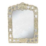 A 19TH CENTURY CONTINENTAL SILVER METAL DRESSING TABLE MIRROR