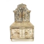 A LATE 19TH CENTURY CONTINENTAL MINIATURE SILVER CABINET