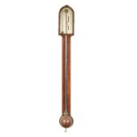 G STEBBINGS, PORTSMOUTH. A LATE GEORGIAN MAHOGANY STICK BAROMETER